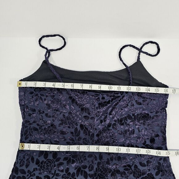 Vintage 90s Whimsigoth La Belle Fashions Velvet Burnout Floral Slip Dress Size L - Picture 5 of 7